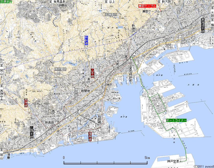 神戸市電路線図