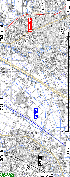 行田馬車鉄道路線図
