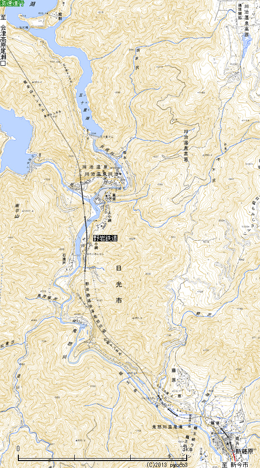 五十里ダム工事軌道路線図