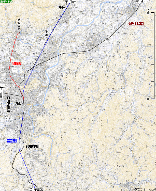 飯坂東線路線図